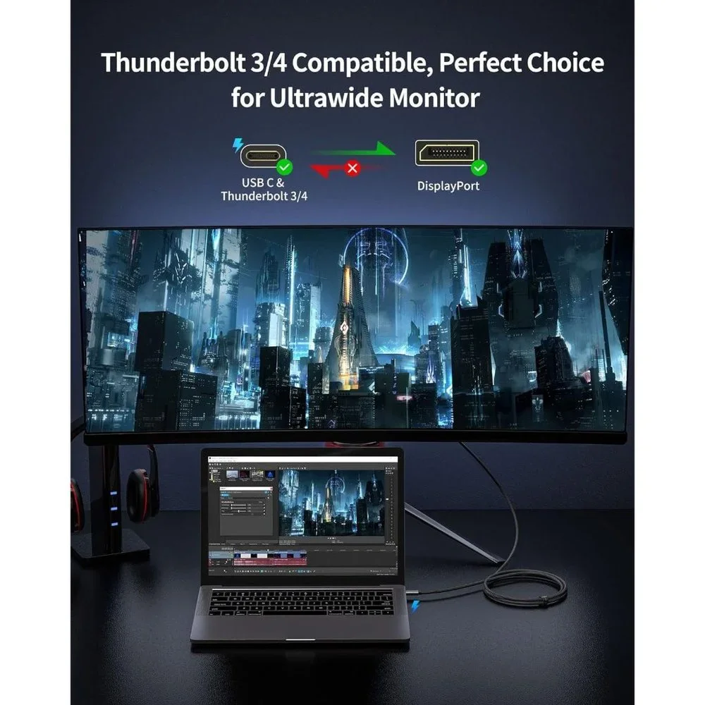 Silkland USB C to DisplayPort 1.4 Cable 8K 6.6ft